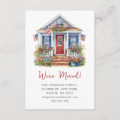 4 juli We hebben verplaatst Flat Aankondiging Kaar (Voorkant)