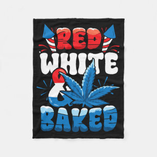 4 Juli Weed Red White Byked Funny Fleece Deken