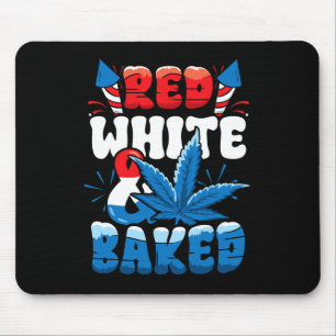 4 Juli Weed Red White Byked Funny Muismat