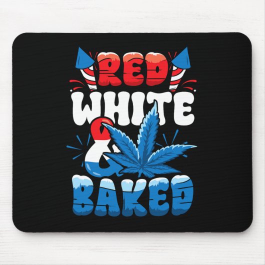 4 Juli Weed Red White Byked Funny Muismat (Voorkant)