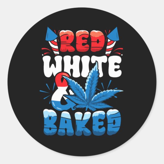 4 Juli Weed Red White Byked Funny Ronde Sticker (Voorkant)