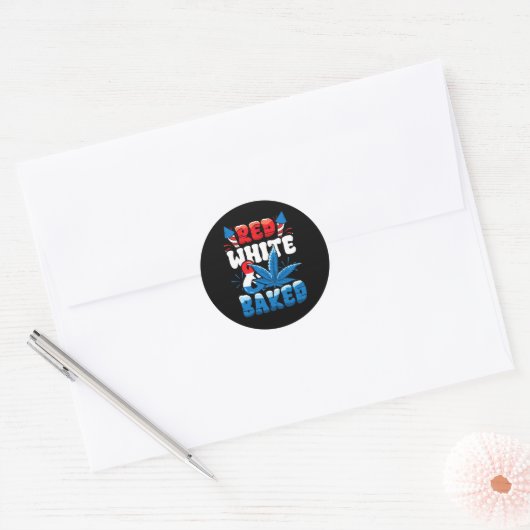 4 Juli Weed Red White Byked Funny Ronde Sticker (Envelop)