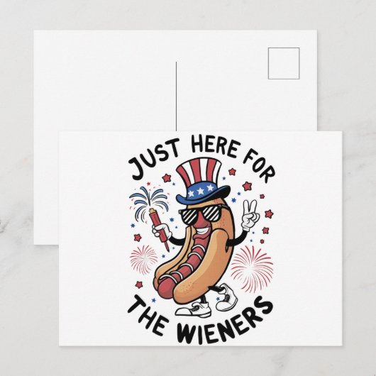 4 juli Wieners USA Amerikaanse vlag Patriottisch Briefkaart (Voorkant / Achterkant)