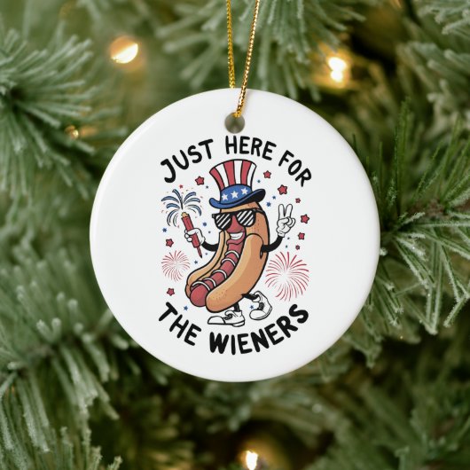 4 juli Wieners USA Amerikaanse vlag Patriottisch Keramisch Ornament (Boom)
