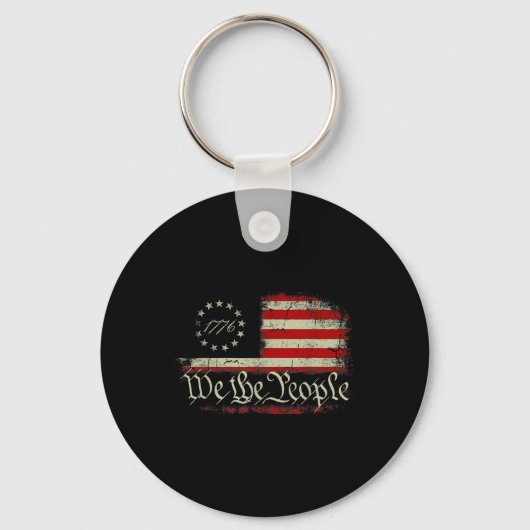 4 Juli wij de mensen Amerikaans 1776 Oud Amerika Sleutelhanger (Voorkant)