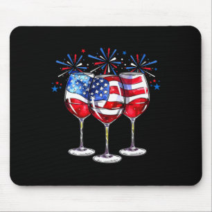 4 Juli Wijn Gles Patriottisch Rood Wit Blauw USA Muismat