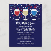 4 juli Wijn Rood Wit en Blauw Feest Uitnodiging Briefkaart (Voorkant)