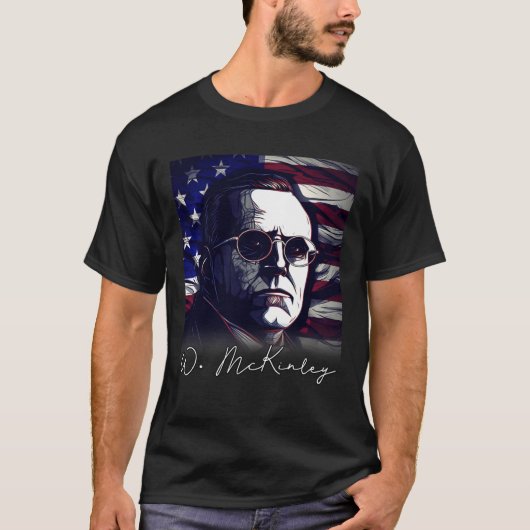 4 juli William McKinley President US Flag Pat T-shirt (Voorkant)