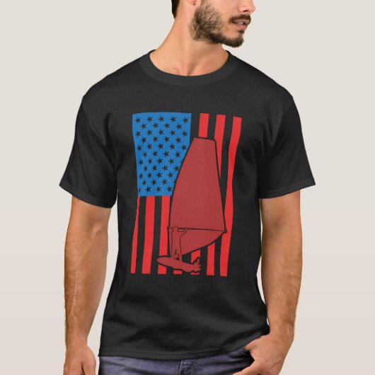 4 juli Windsurfen Coach Sailboarden T-shirt (Voorkant)