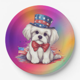 4 juli Witte Schattigee Puppy Dog-43568 Papieren Bordje