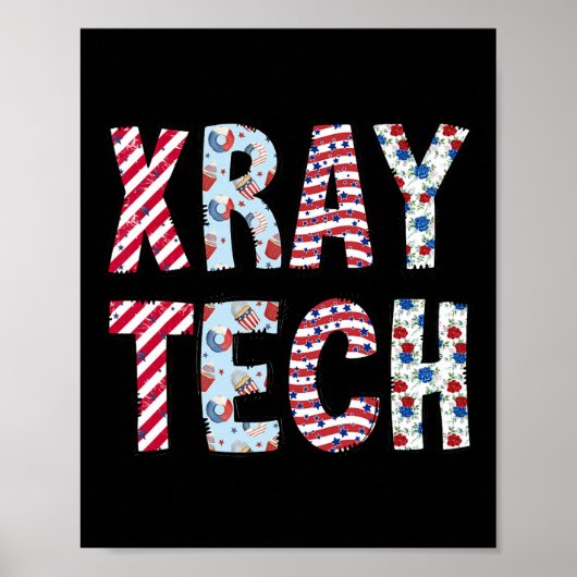 4 juli X-ray Tech Independence Day Amerikaanse F Poster (Voorkant)