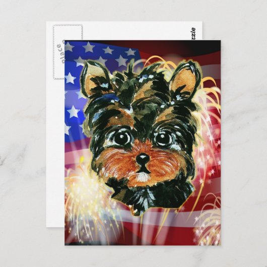4 juli YORKIE POO Briefkaart (Voorkant / Achterkant)