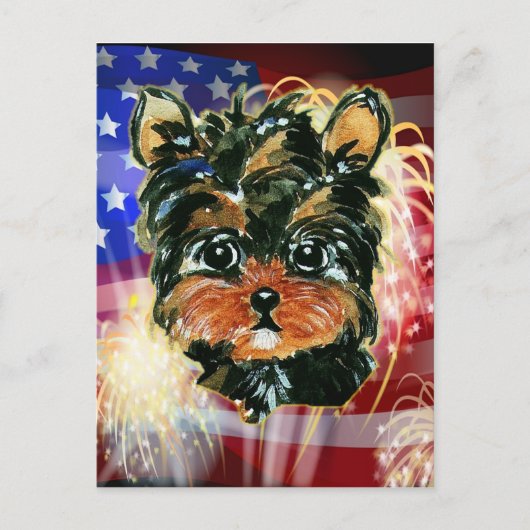 4 juli YORKIE POO Briefkaart (Voorkant)
