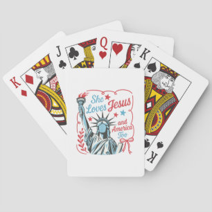 4 juli Ze houdt van Jezus en Amerika Ook Christus Pokerkaarten