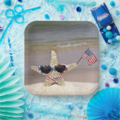 4 juli zeester met vlag papieren bordje (Feest)