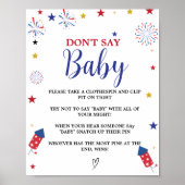 4 juli zeg niet baby baby shower spel poster (Voorkant)