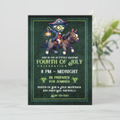 4 juli Zombie Uitnodiging (Staand voorkant)