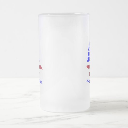 4 juli Zomerzeilboot rood, wit en blauw Matglas Bierpul (Center)