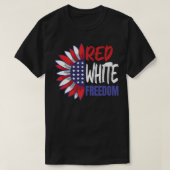 4 juli Zonnebloem Amerikaanse vlag Rood, vrij T-shirt (Design voorkant)