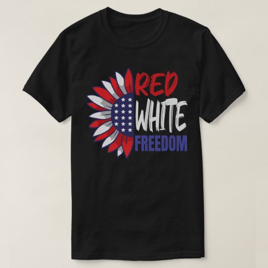 4 juli Zonnebloem Amerikaanse vlag Rood, vrij T-shirt (Design voorkant)