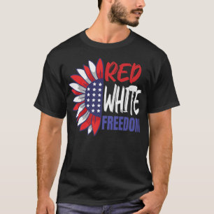 4 juli Zonnebloem Amerikaanse vlag Rood, vrij T-shirt