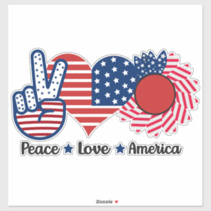 4 juli zonnebloem vrede liefde Amerika vlag Sticker