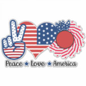 4 juli Zonnebloem Vrede Liefde Amerika Vlag Sticker (Voorkant)