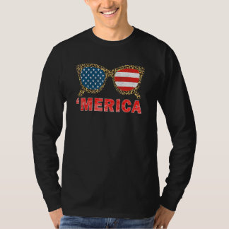 4 juli Zonnebrillen Patriottische Amerikaanse vlag T-shirt