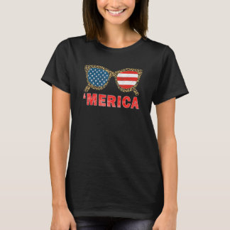 4 juli Zonnebrillen Patriottische Amerikaanse vlag T-shirt