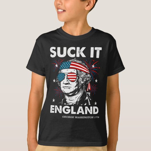 4 juli zuig-het Engeland shirt grappig George-wash (Voorkant)