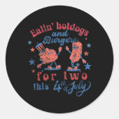 4 Juli Zwangerschap Eten Hotdogs en Burger Fo Ronde Sticker (Voorkant)