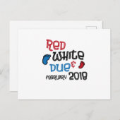 4 juli Zwangerschap Zwanger Rood Wit Vanaf Feb 201 Aankondigingskaart (Voorkant / Achterkant)