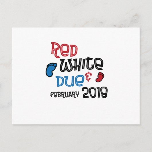 4 juli Zwangerschap Zwanger Rood Wit Vanaf Feb 201 Aankondigingskaart (Voorkant)