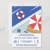 4 juli Zwembad Party Rood Wit & Blauw Kaart (Voorkant)