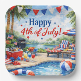 4 juli zwembadfeest in Florida Papieren Bordje