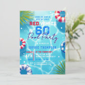 4 juli Zwembadfeest Vrouw Modern 60e Verjaardag Kaart (Staand voorkant)
