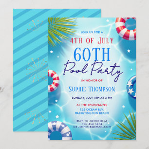 4 juli Zwembadfeest Vrouw Trendy 60e Verjaardag Kaart