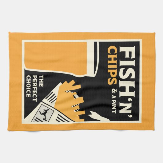 4 juni — Dag van de vissen en de chips Theedoek (Horizontaal)