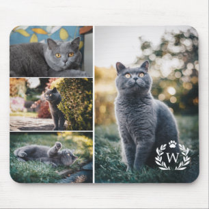 4 Kat Foto Collage Paw Laurel Wreatmonogram Muismat