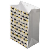 4 Katten, Beige Heringbone Medium Cadeauzakje (Voorkant Gekanteld)