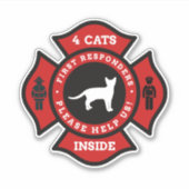 4 Katten in Home Pet Alert voor brandbestrijding Sticker (Voorkant)