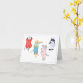 4 KATTEN IN PYJAMA Note Kaart (Gele Bloem)