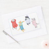 4 KATTEN IN PYJAMA Rechthoek Stickers (Envelop)