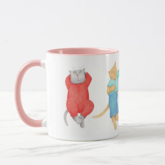 4 KATTEN IN PYJAMA Roze Combo Mok (Links)