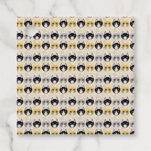 4 katten, visgraat beige bedankjes labels (Voorkant)