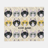 4 katten, visgraat beige fleece deken (Voorkant (Horizontaal))