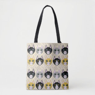 4 katten, visgraat beige tote bag