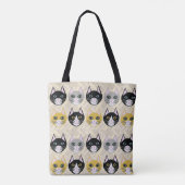 4 katten, visgraat beige tote bag (Achterkant)