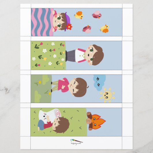 4 Kawaii Camping Friends Editable Bladwijzer (Achterkant)