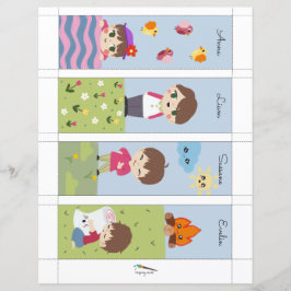 4 Kawaii Camping Friends Editable Bladwijzer